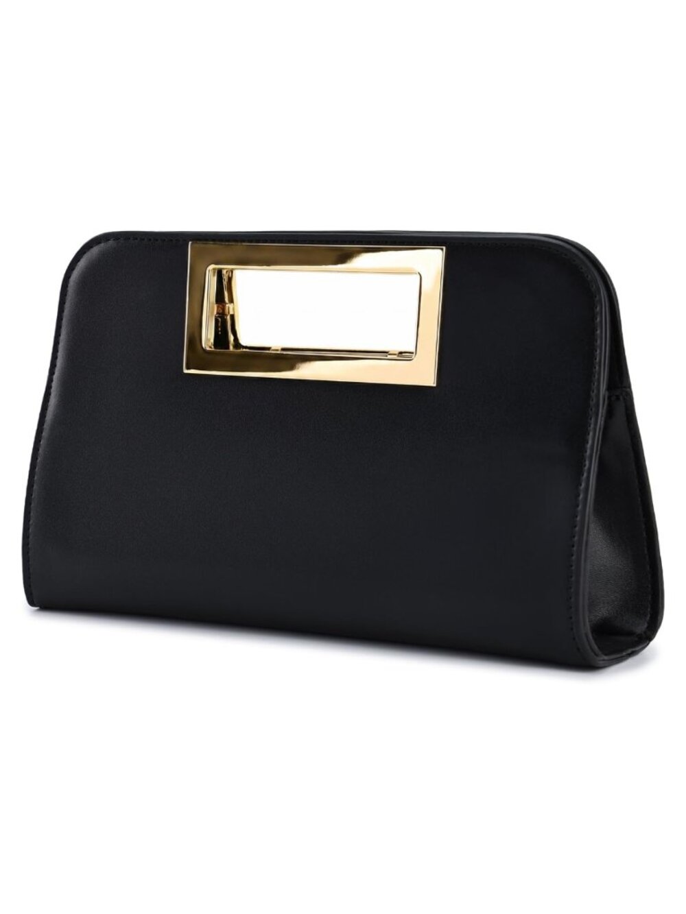 Vegan Leather Clutch Purse with Cut-Out Handle Evening Handbag